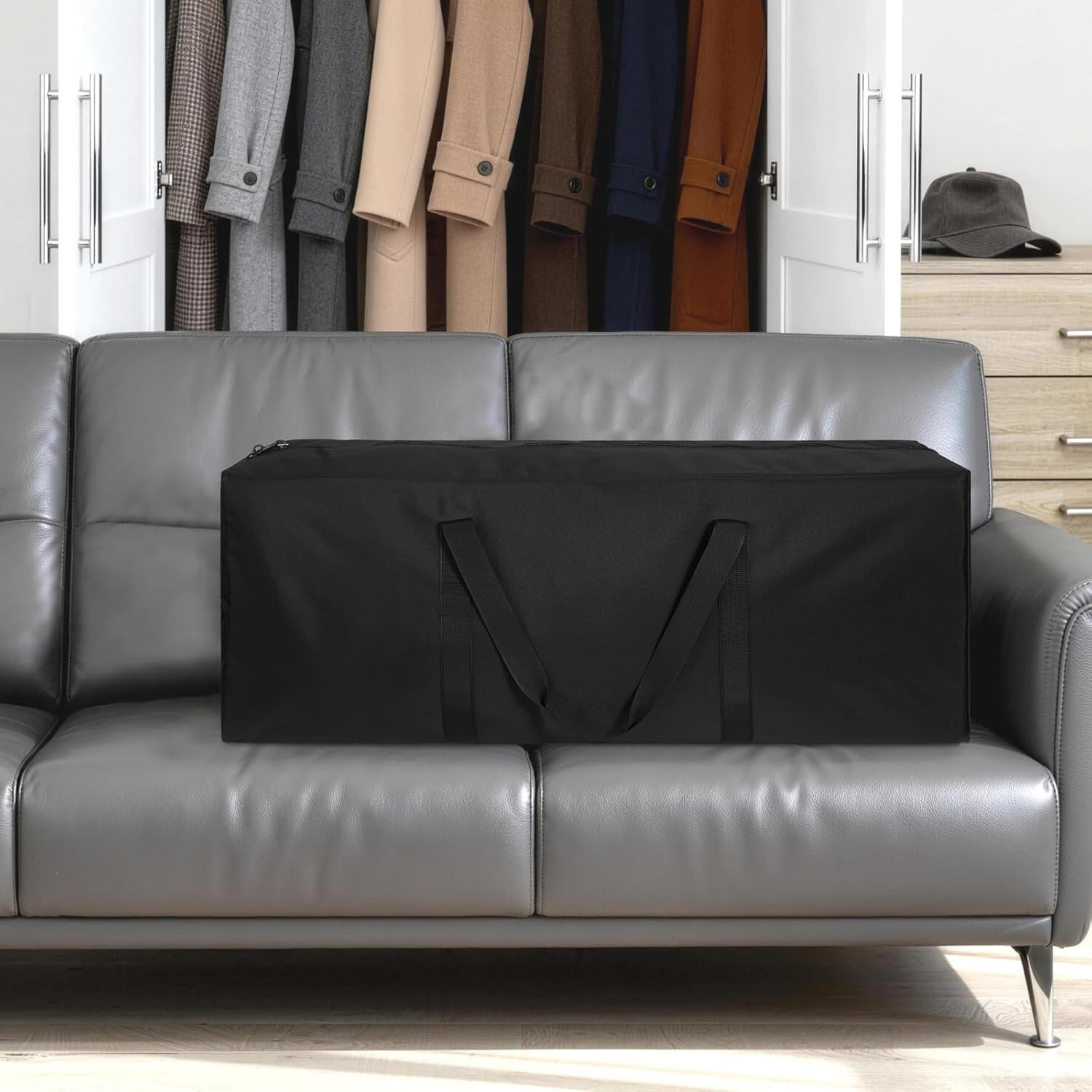 TOPDesign 1-Pack 36 Inch Small Zippered Duffel Bag for Travel Camping Sports Equipment Storage, Waterproof Foldable Luggage Bag with Padded Handles (Black) - Image 5