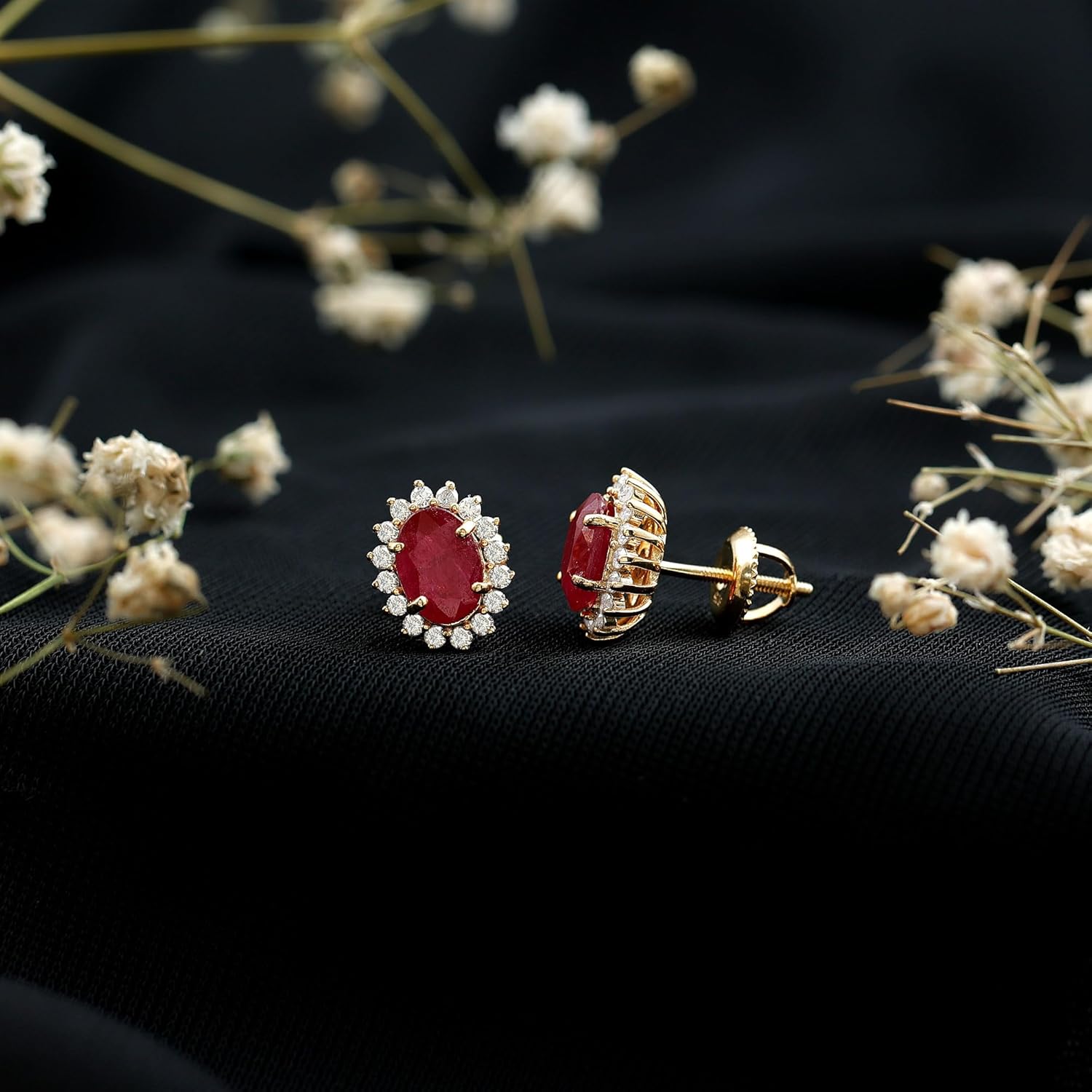 Genuine 2 Carat Ruby Diamond Earrings in Silver, Aaa Quality, Certified Oval Ruby Earrings For Women - Ready To Gift - Image 11