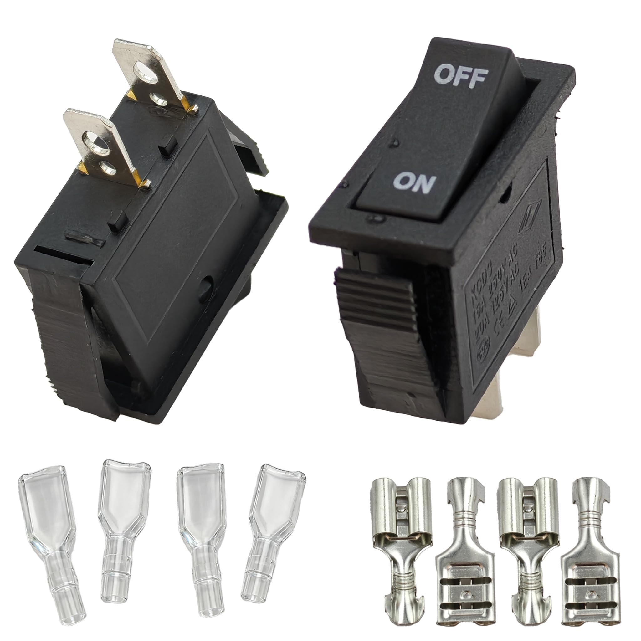 Photo 1 of (2-Piece Set) Premium Water Heater Element Switch for Suburban SW Series - Replace 232259, 233358, 233357, 525001-16A 250V AC, Rocker Style, Plug-in Connector