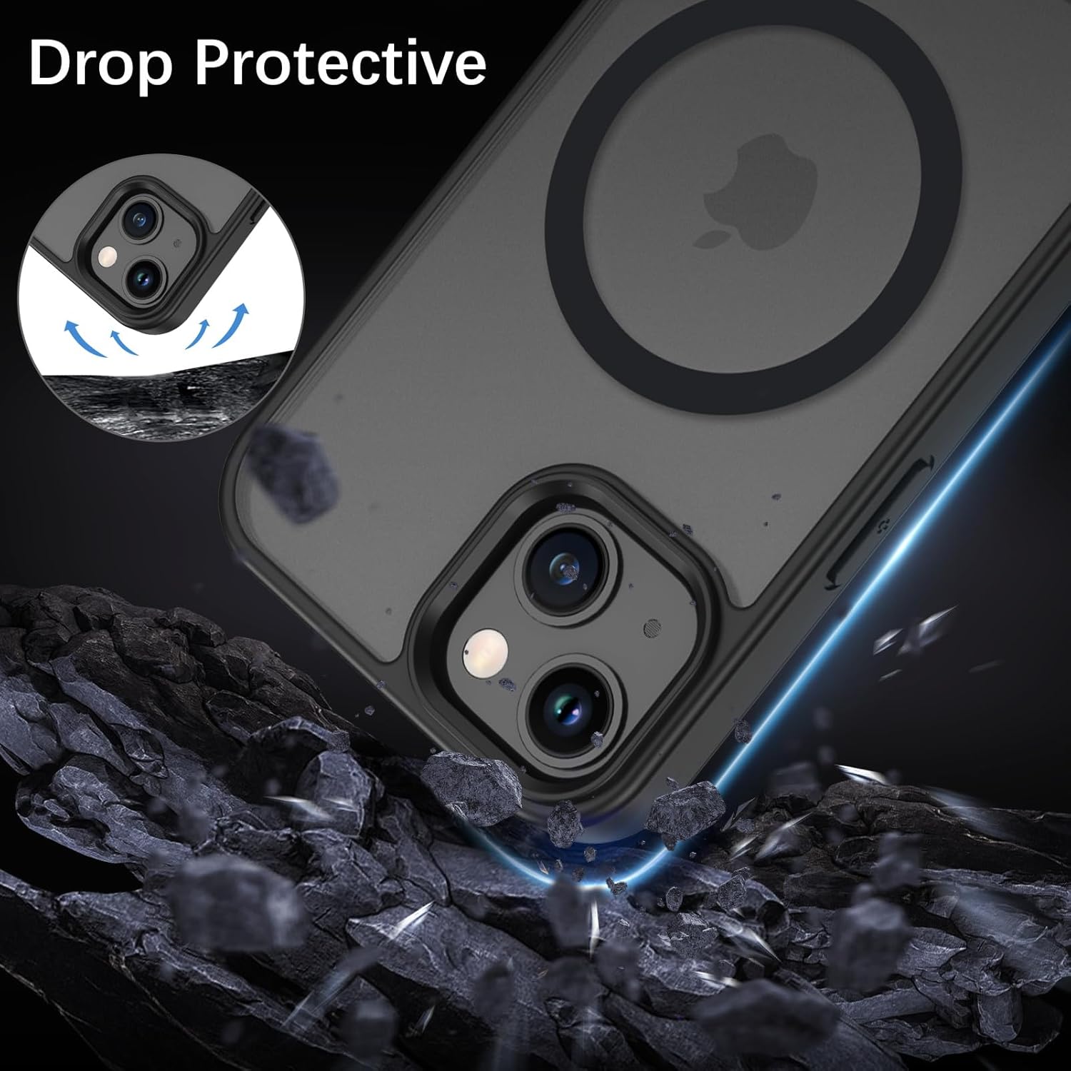 Telaso Magnetic for iPhone 14/iPhone 13 Case, Compatible with Magsafe with Invisible Kickstand, Translucent Matte Back TPU Bumper Military Grade iPhone 14/iPhone 13 Phone Case, Black - Image 8