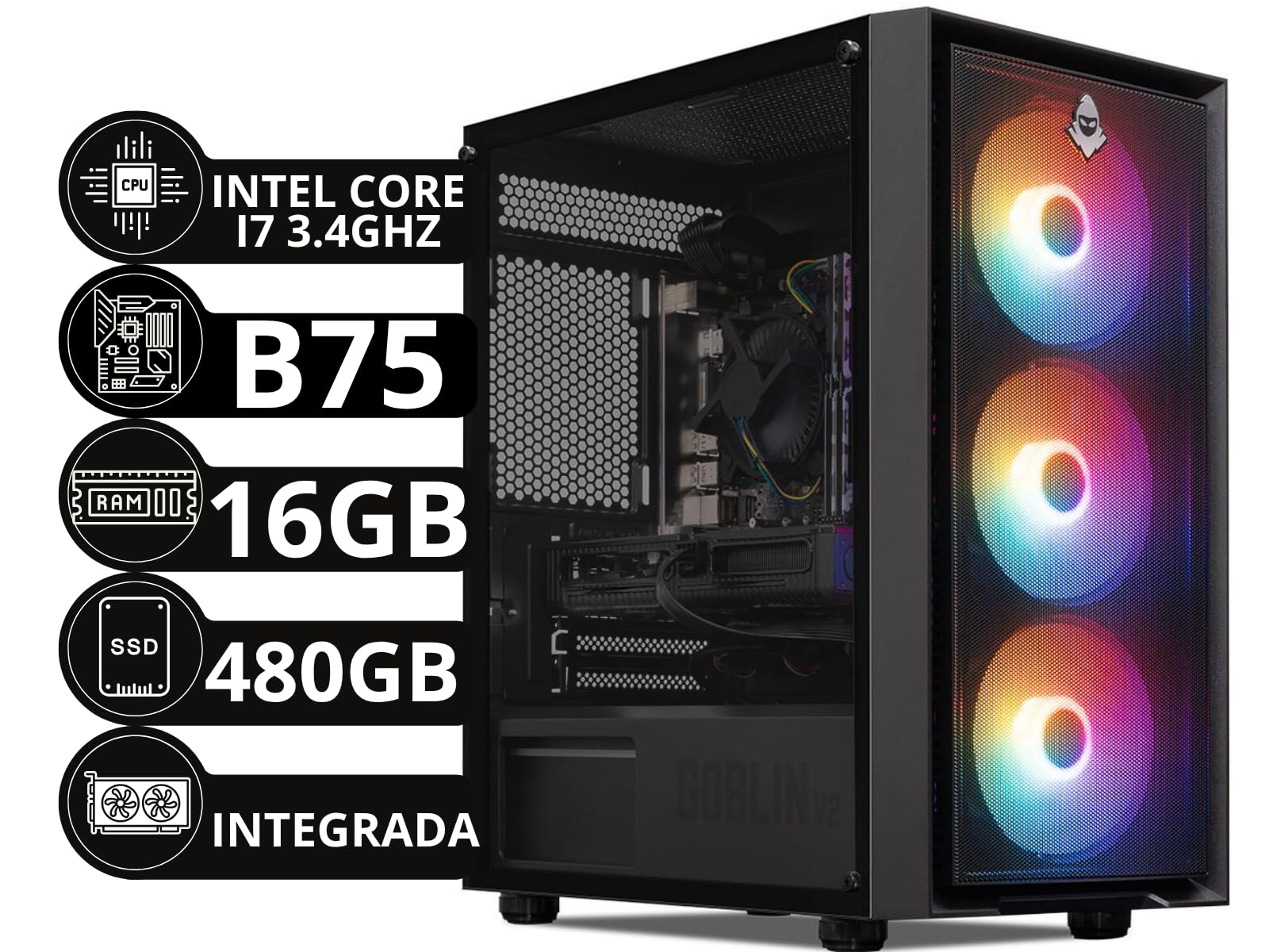 PC Gamer Completo Intel Core I7 3.4GHz 16GB DDR3 SSD 480GB Monitor
