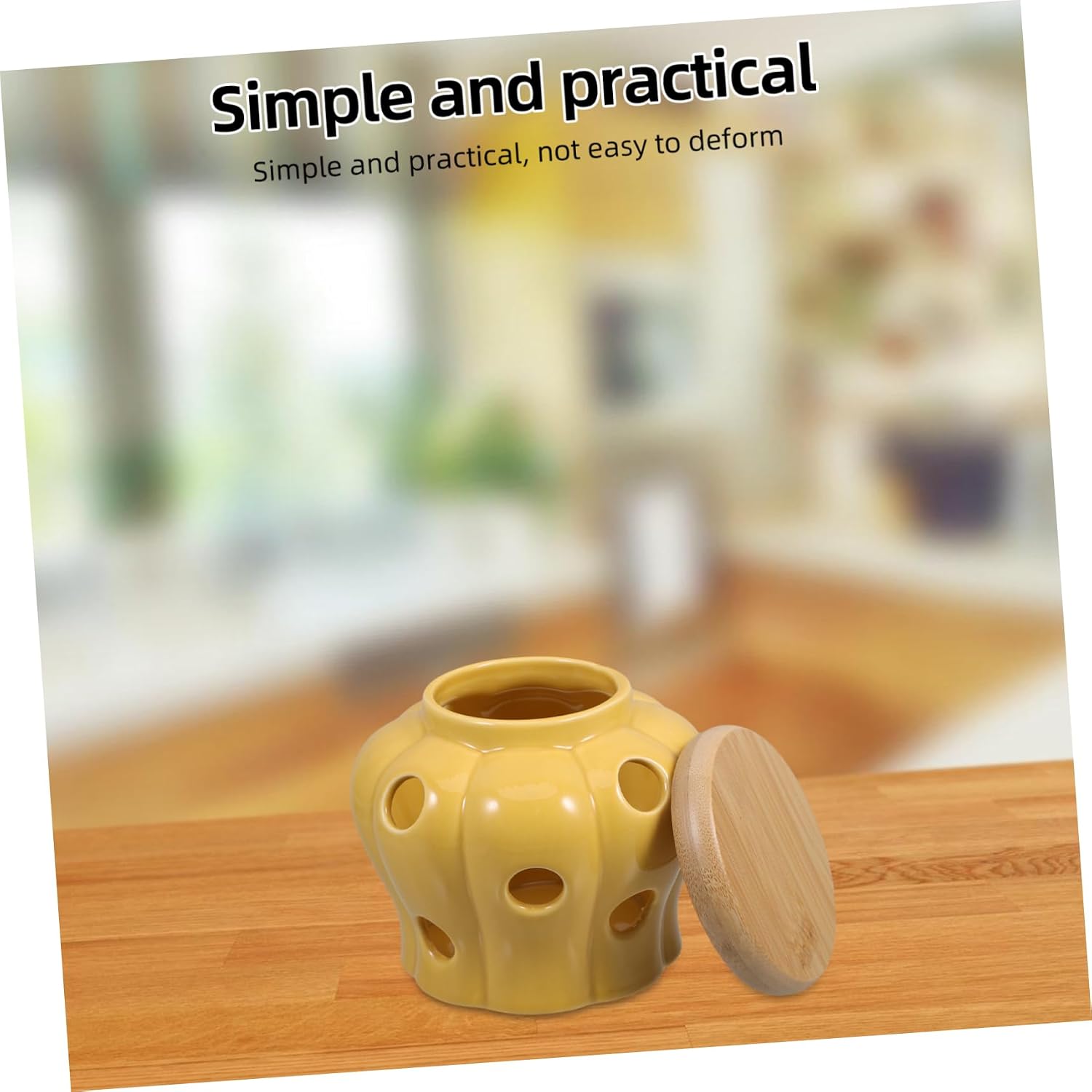 Hemobllo Space-saving Garlic Storage Container Ceramic Jar Ventilation Ginger Jar Lid