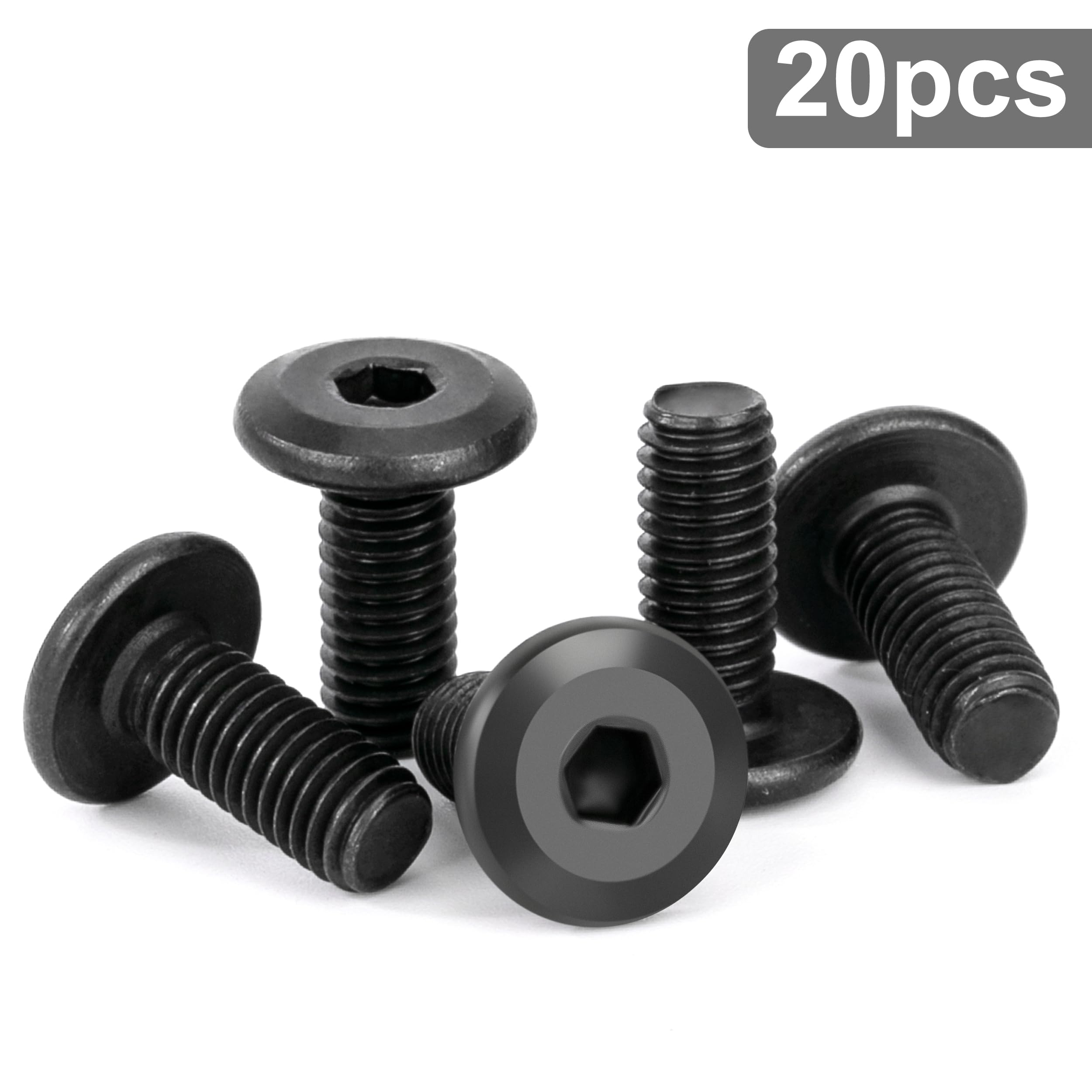 Viti a Testa Piatta M5 x 12 mm Nero Acciaio Inox A2 V2A Bulloni per Mobili con Chiavi a Esagono Filettatura Completa