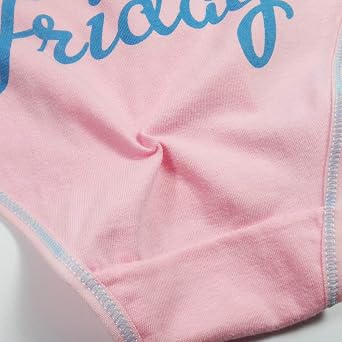 7 Pack Women Knickers Cotton Underwear Ladies Panties Week Days Printed Briefs (M) Black