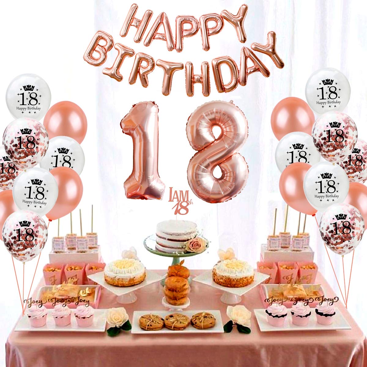 18th Birthday Decorations Party Supplies Rose Gold 18 Birthday