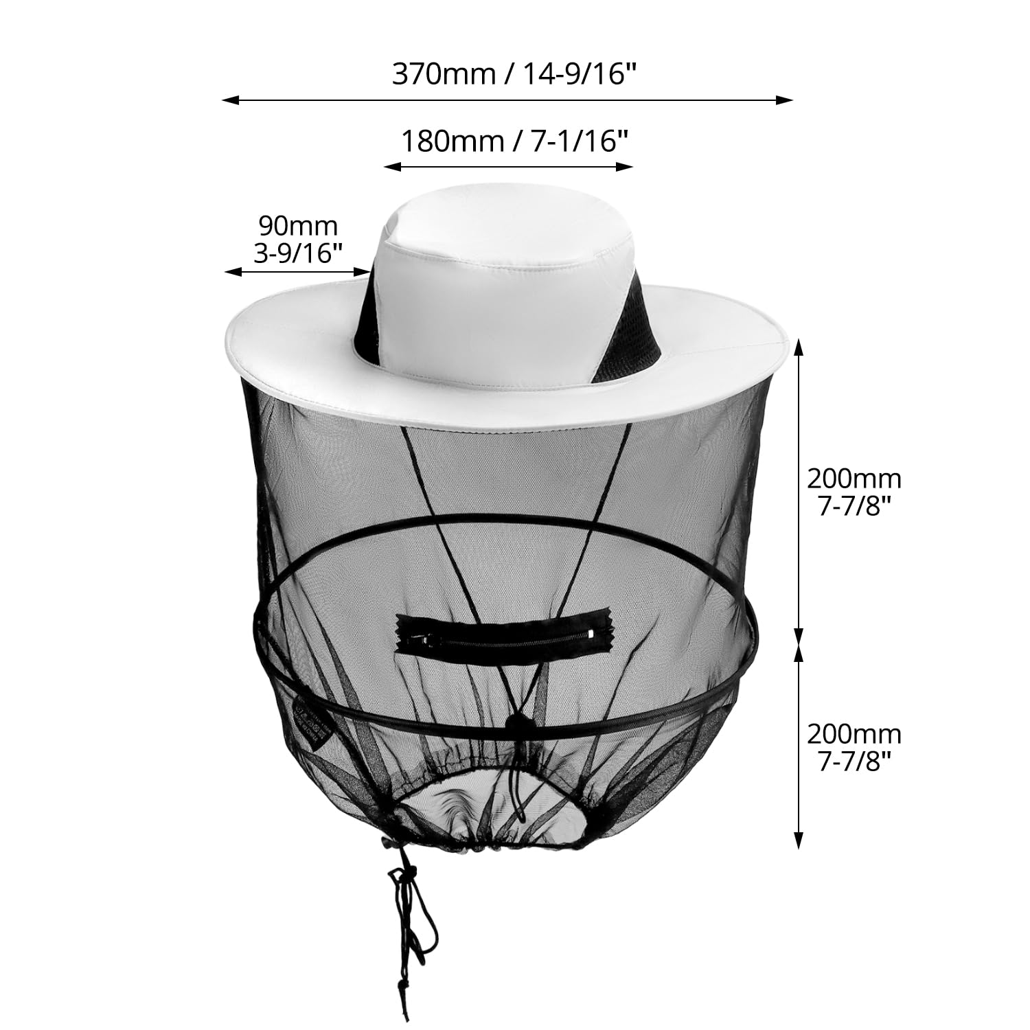 Chapeau Moustiquaire Anti-Insectes Avec Filet Zip – Chapeau Apiculteur Respirant Gris Pour Pêche, Jardinage, Camping & Randonnée
