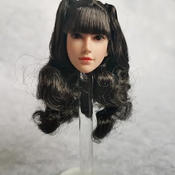 1/6 Scale Female Head Sculpt Pale Skin Long Hair Girl Head Carved for 12inch Action Figure Body Doll (A)