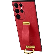 Case for Samsung Galaxy S24/S24 Plus/S24 Ultra, Versatile Wrist Strap Stand, PU Leather & TPU Materials, Dual-Orientation Support, Anti-Slip Grip,S24,BlackRed,S24