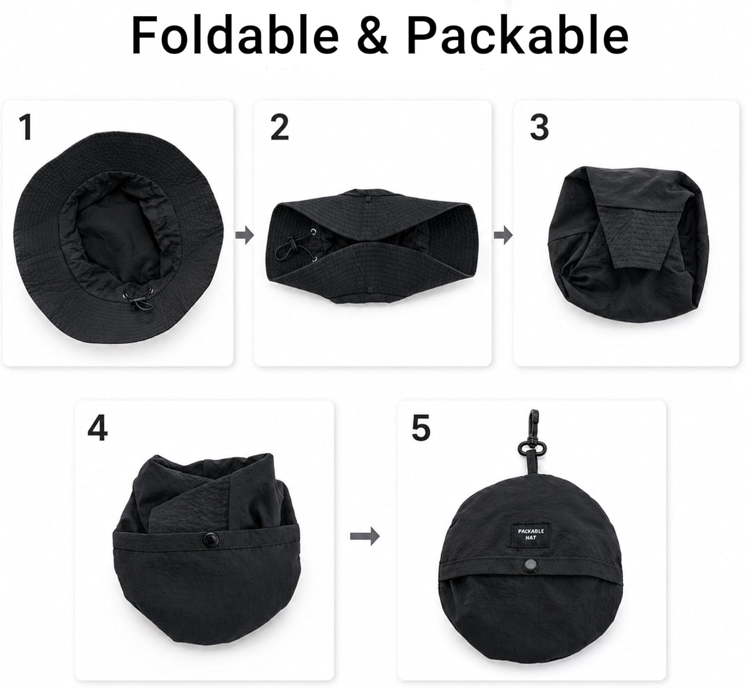 PFFY Packable Sun Bucket Hat for Men Women Outdoor UV Protection Sun Hats Waterproof Lightweight Hiking Outdoor Cap