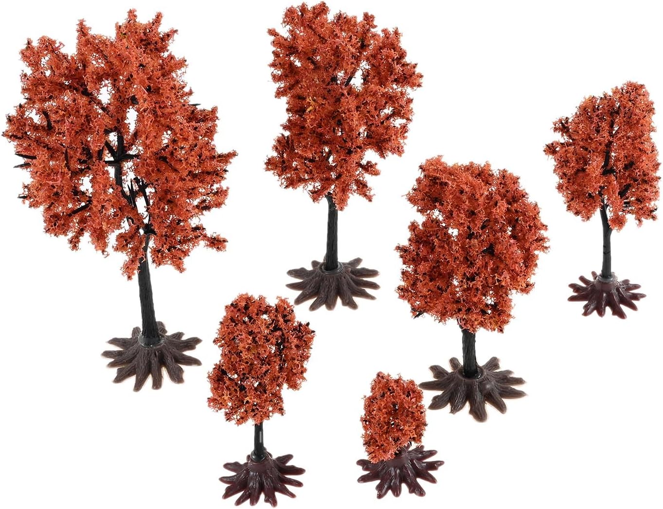 dophee 16 Pcs Miniature Model Trees with Base Fake Artificial Trees Scenery Railroad Decoration Building Train Landscape Accessories DIY Diorama Garden, Red