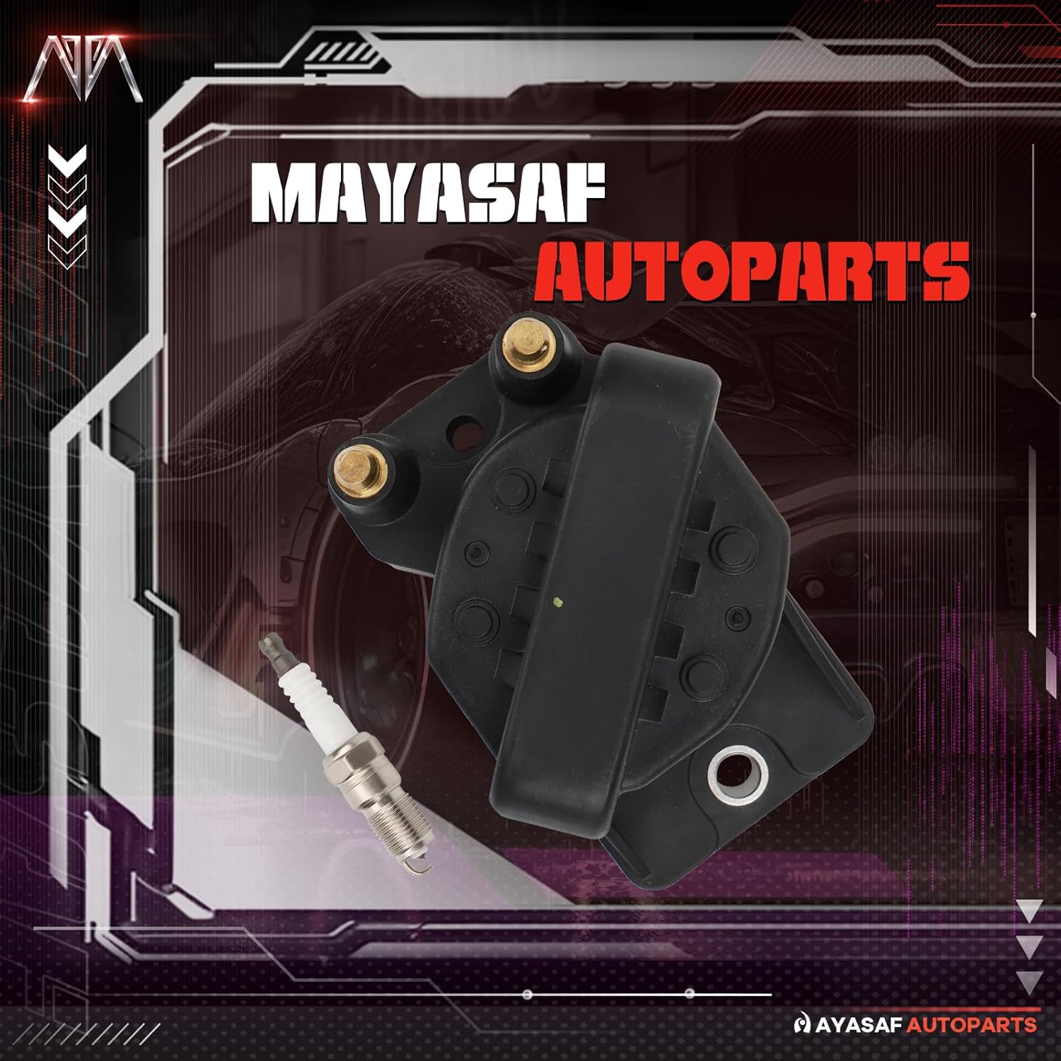 MAYASAF C849 2 Ignition Coils and 4 Iridium Spark Plugs Set Fit for Buick 2005-2009 LaCrosse, 2006-2008 Lucerne, 1988-2004 Regal, for Chevrolet 1993-2002 Camaro, 1990-1995 Corvette, 2000-2005 Impala