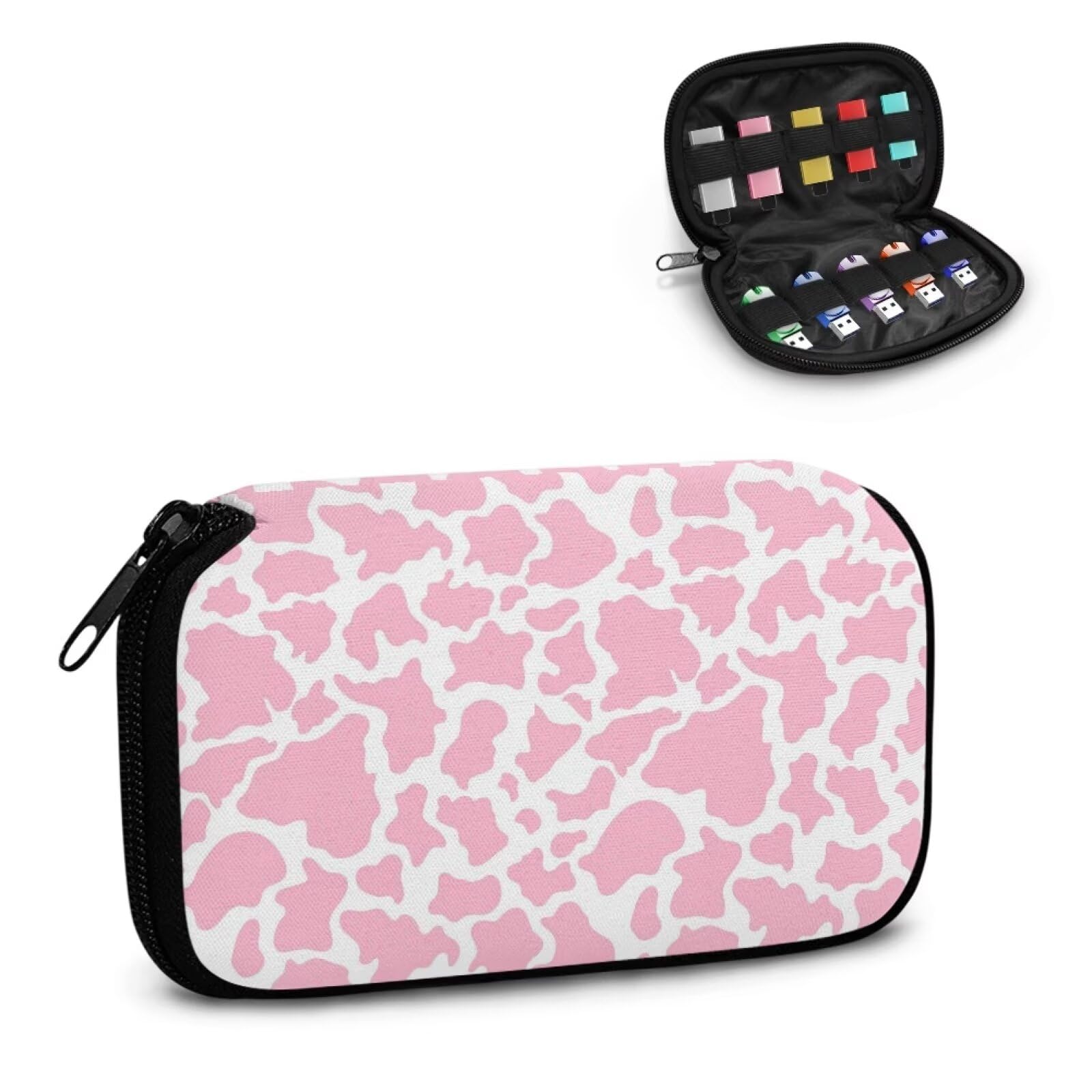 Vanideaoty Speckles USB Storage Case Soft Material Flash Card Holder Box with 10 Slots Electronic Organizer for Use in School, Home, Office