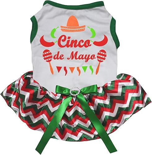 Miniatura 7 de Petitebella Cinco De Mayo - Vestido para perro de estilo mexicano (amarillocuadros, mediano)
