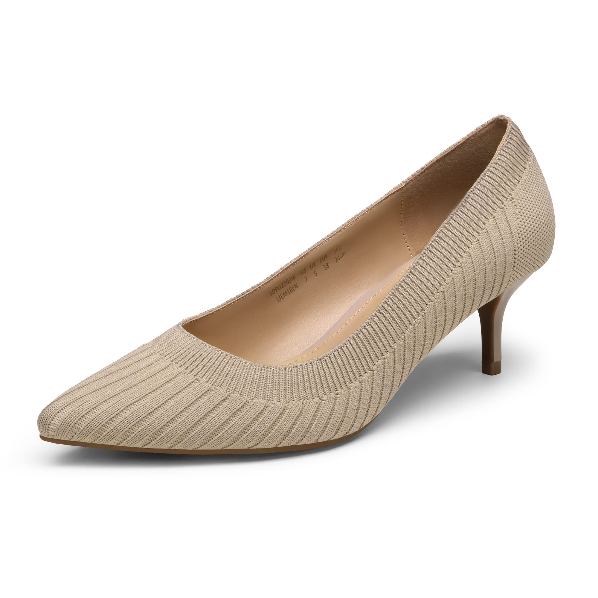 DREAM PAIRS Women's Moda Low Heel D'Orsay Pointed Toe Pump Shoes,Size 11,Nude-Apricot/Knitting,SDPU2203W