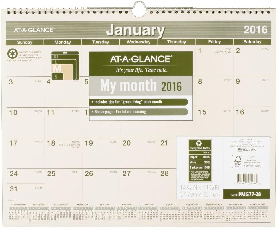 ATAGLANCE PM1228 Recycled Yearly Wall Calendar, 24" x 36