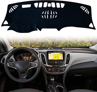 غطاء حصيرة داش وحدة تحكم مركزية داخلية مخصصة متوافقة مع Chevy Equinox RS Premier 2018 2019 2020 2021 2022 أغطية حصيرة لوحة القيادة مع HUD