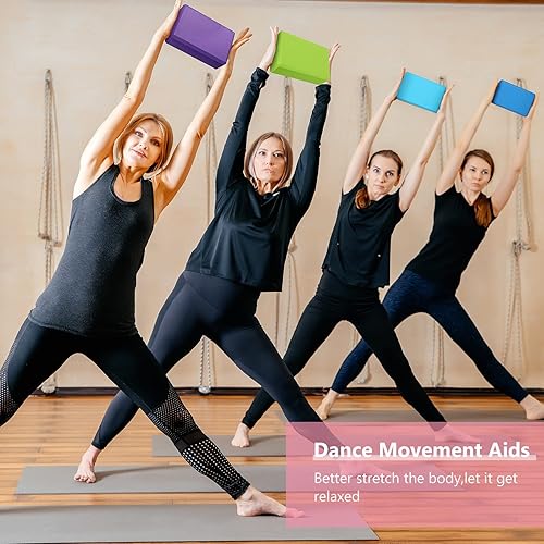 Miniatura 5 de Wettarn Bloques de yoga a granel de 9 x 6 x 4 pulgadas, ladrillo de yoga de apoyo de espuma EVA, ligero, suave, antideslizante, bloques de gimnasia,