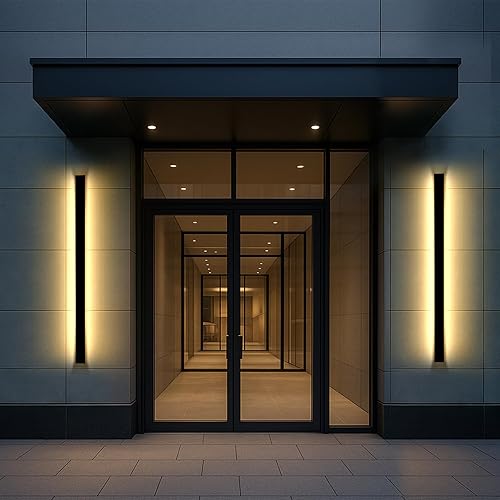Miniatura 16 de Luz de Pared Exterior, Apliques de Pared Exteriores Modernos de 39 Pulgadas, Luces de Pared Largas Negras Impermeables con Iluminación Cálida, Luz