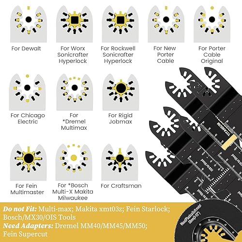 Miniatura 4 de Cuchillas de herramientas oscilantes reforzadas de titanio multiherramienta para madera, metal, corte de plástico, hojas de sierra oscilantes de