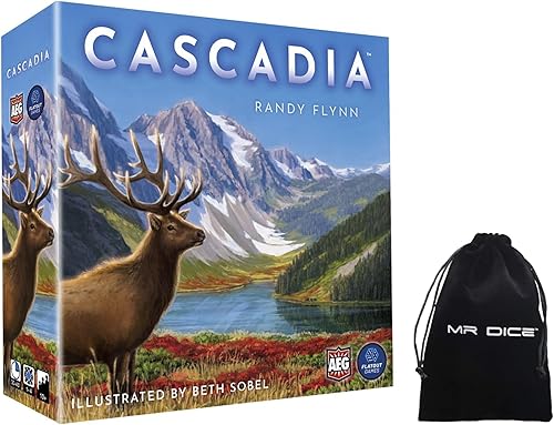 Paquete de juego de mesa Cascadia con bolsa de cordón Mr Dice