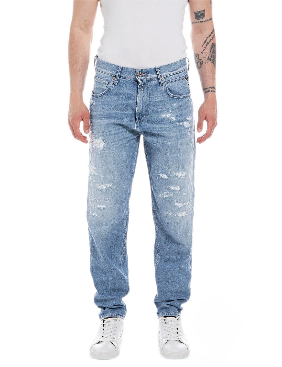 Replay Herren Jeans Sandot Tapered-Fit, Light Blue 010 (Blau), 31W / 34L