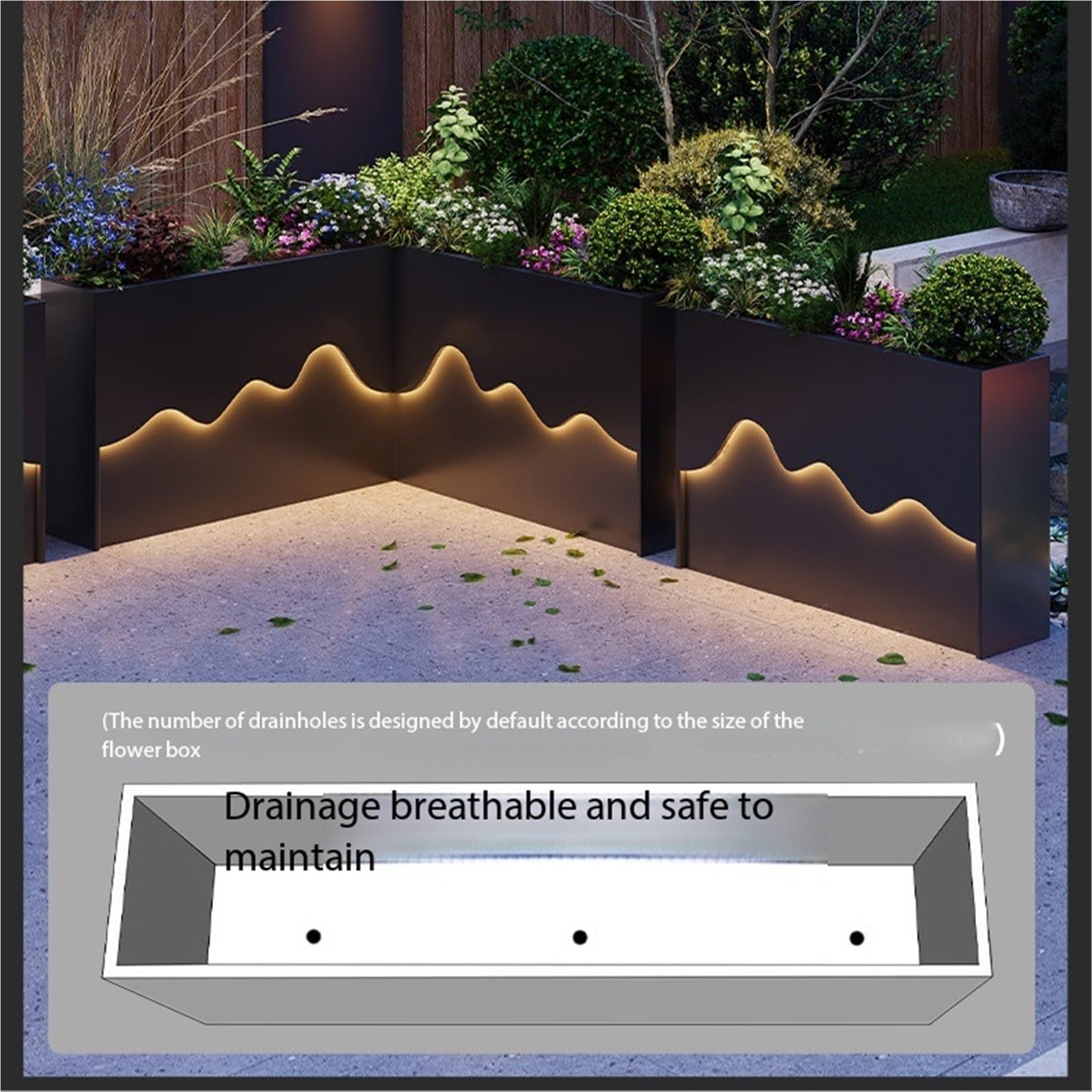 Fioriera Trogolo for piantare fioriera luminosa ad energia solare per giardino