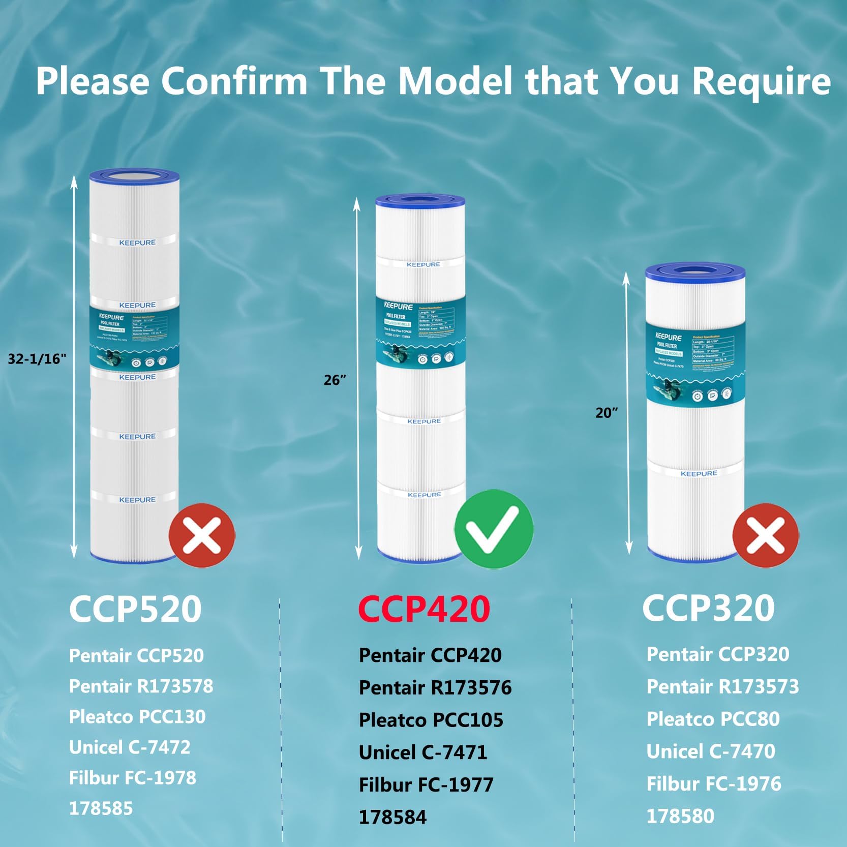 CCP420 - Cartuchos de filtro de piscina compatibles con PCC105, C-7471, 178584, Clean and Clear Plus 420, PCC105-PAK4, 178584, FC-1977, Clean and Clear Plus 420, Ultral-A6, R173576, 4 x 105