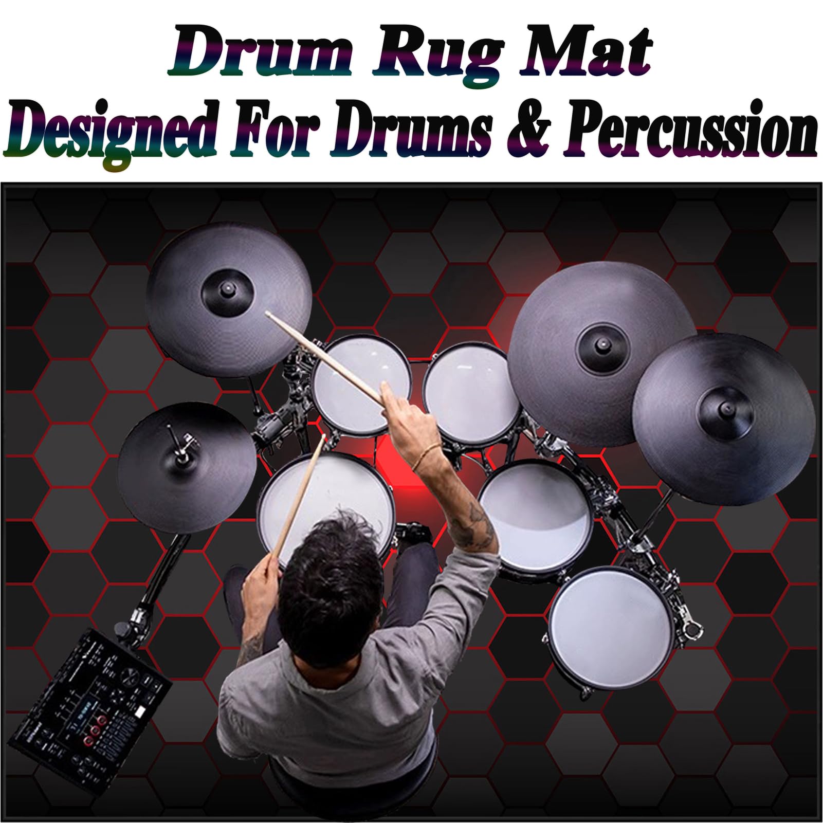 Schlagzeug Teppich mit Schallschutz Schlagzeugteppich rutschfeste Schallschutzmatte 140 x 120 cm Drum Teppich Matte Professioneller Trommel Teppiche Elektrisches Schlagzeug Antivibrationsmatten