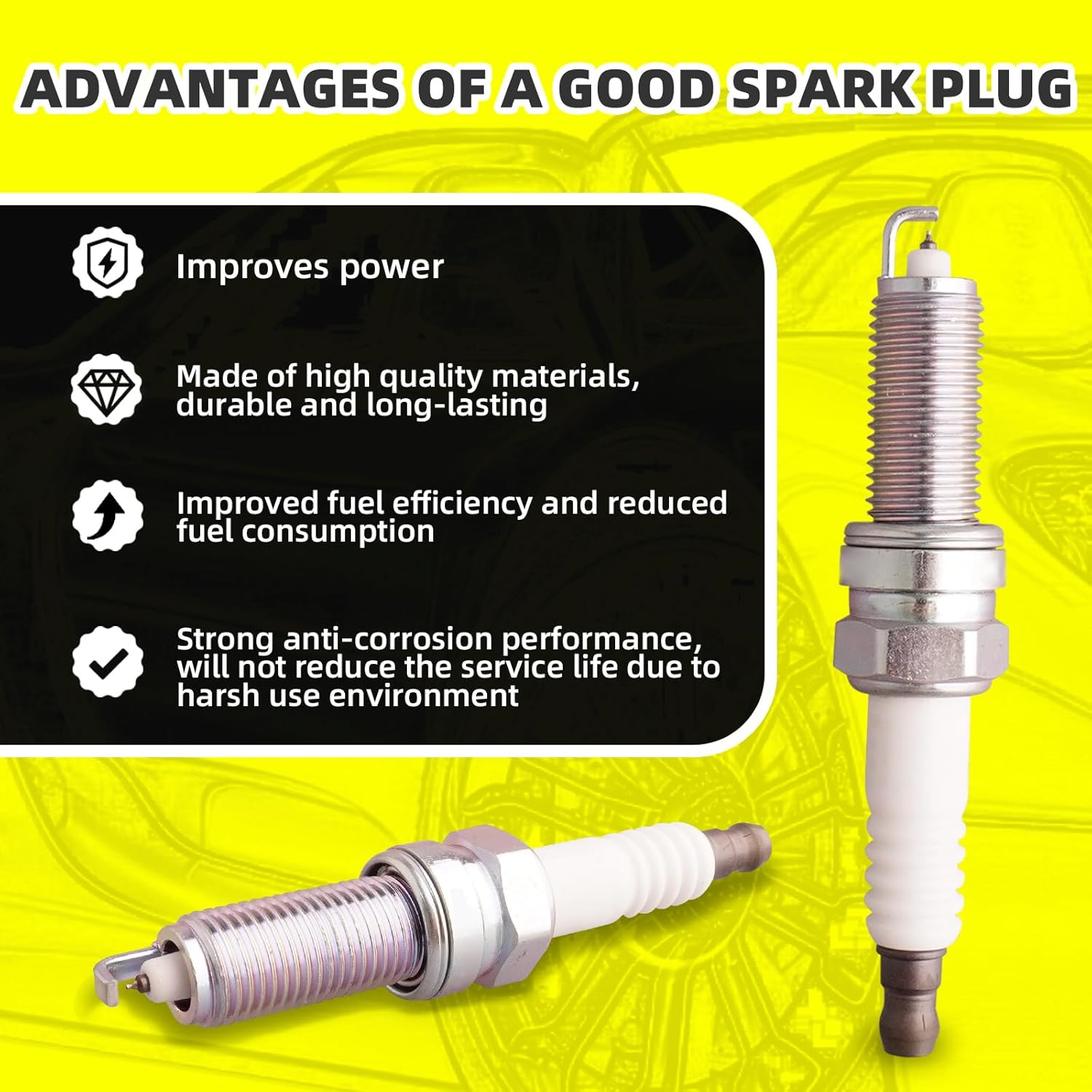 Set of 4 Ignition Coils Pack UF651 27300-2E000 & 4 PCS Iridium Spark Plugs Compatible with 2014-2015 Kia Soul Forte - 1.8L 2.0L Hyundai Tucson Elantra GT