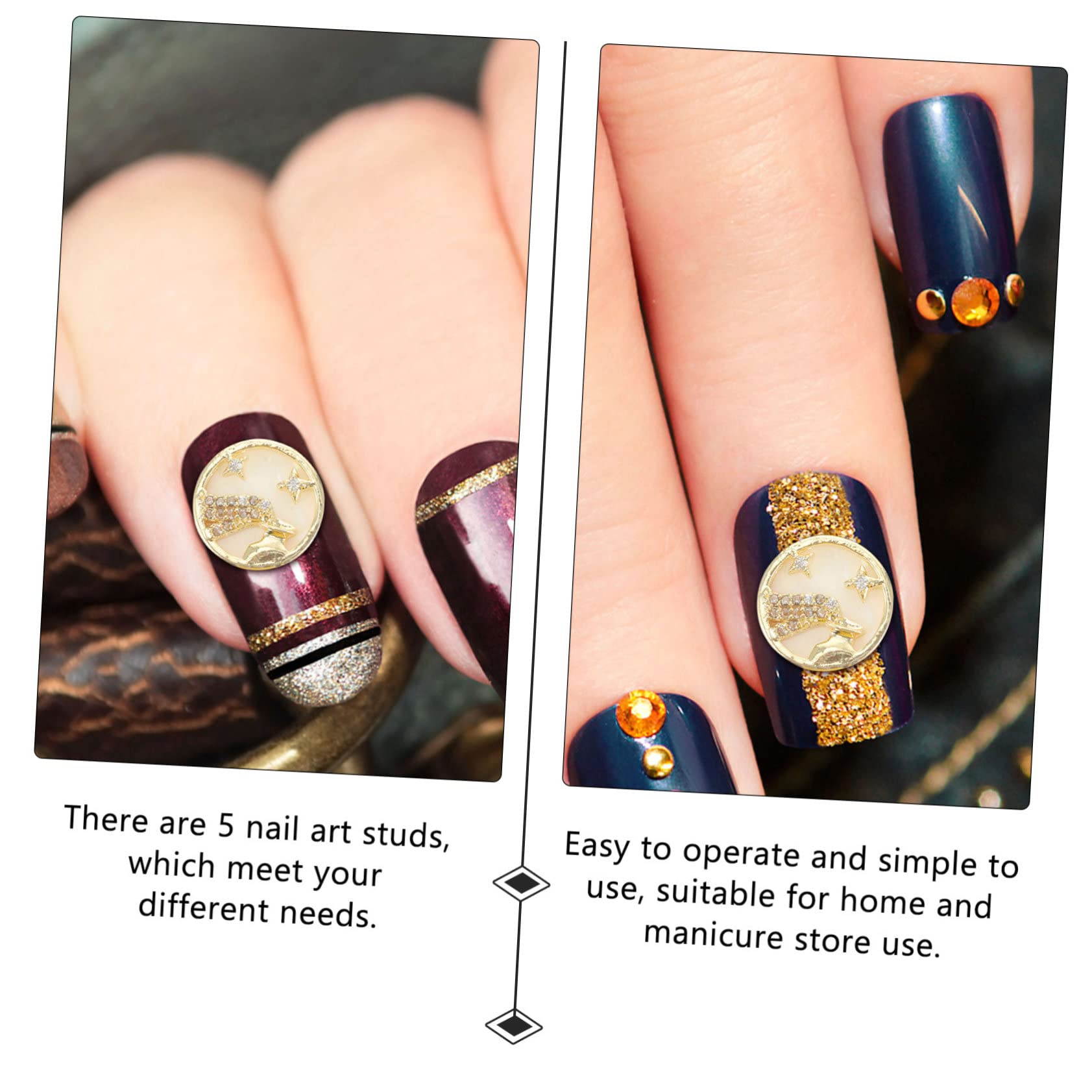 DECOMELODY Aquarius Nail Charms Set 5pcs Nail Studs Art Stickers Birthday Presents