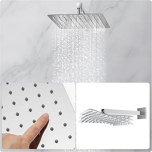 Miniatura 3 de Juego de grifo de ducha en cascada, sistema de ducha de lluvia de 10 pulgadas montado en la pared, cabezal de ducha de flujo de agua pesada y mango