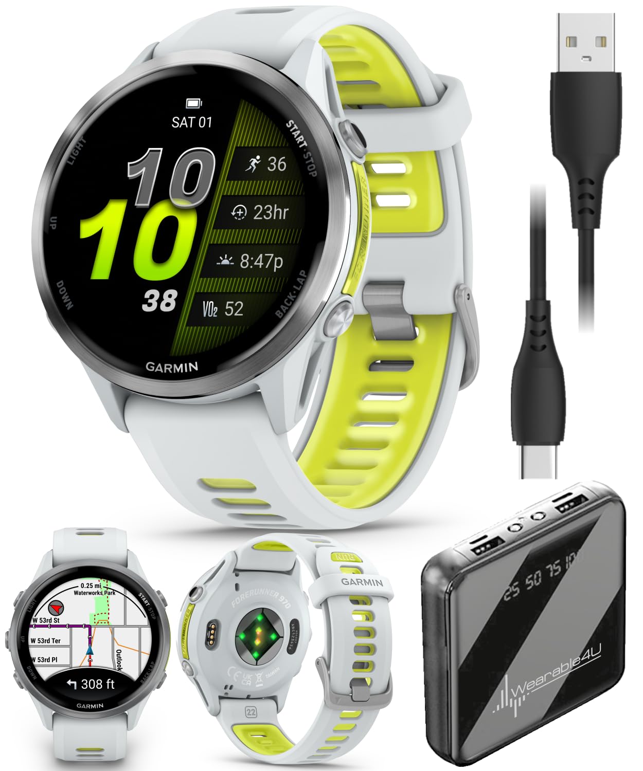 Forerunner 970 Titanium Smartwatch with Whitestone Case and Whitestone/Translucent Amp Ye…