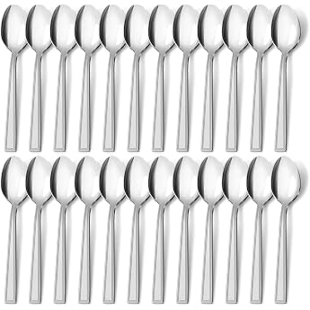 hunnycook Soup Spoons 24 Pieces Stainless Steel Spoon Set Cutlery Tablespoon Soup Spoon Set for Home Party Restaurants Cafeterias Highly Polished & Dishwasher Safe - 7.5 inches 19.2 cm