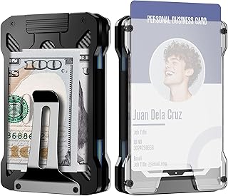 Caronex Slim Wallet for Men and Card Holder | RFID Protected | Pull-Up Function | Front Pocket Wallets | ID Card Window | Integrated Money Clip | Black