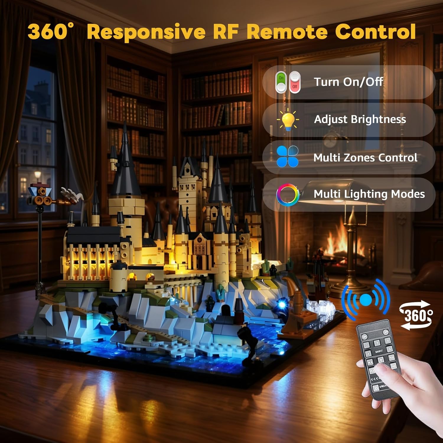 BrickSoul Advanced RC Light Kit for Lego 76419 Hogwarts Castle and Grounds Building Set | Upgraded Wireless ON/Off & Dimming & Zonal Lighting with Hidden Cable Tech (76419 Set NOT Included)