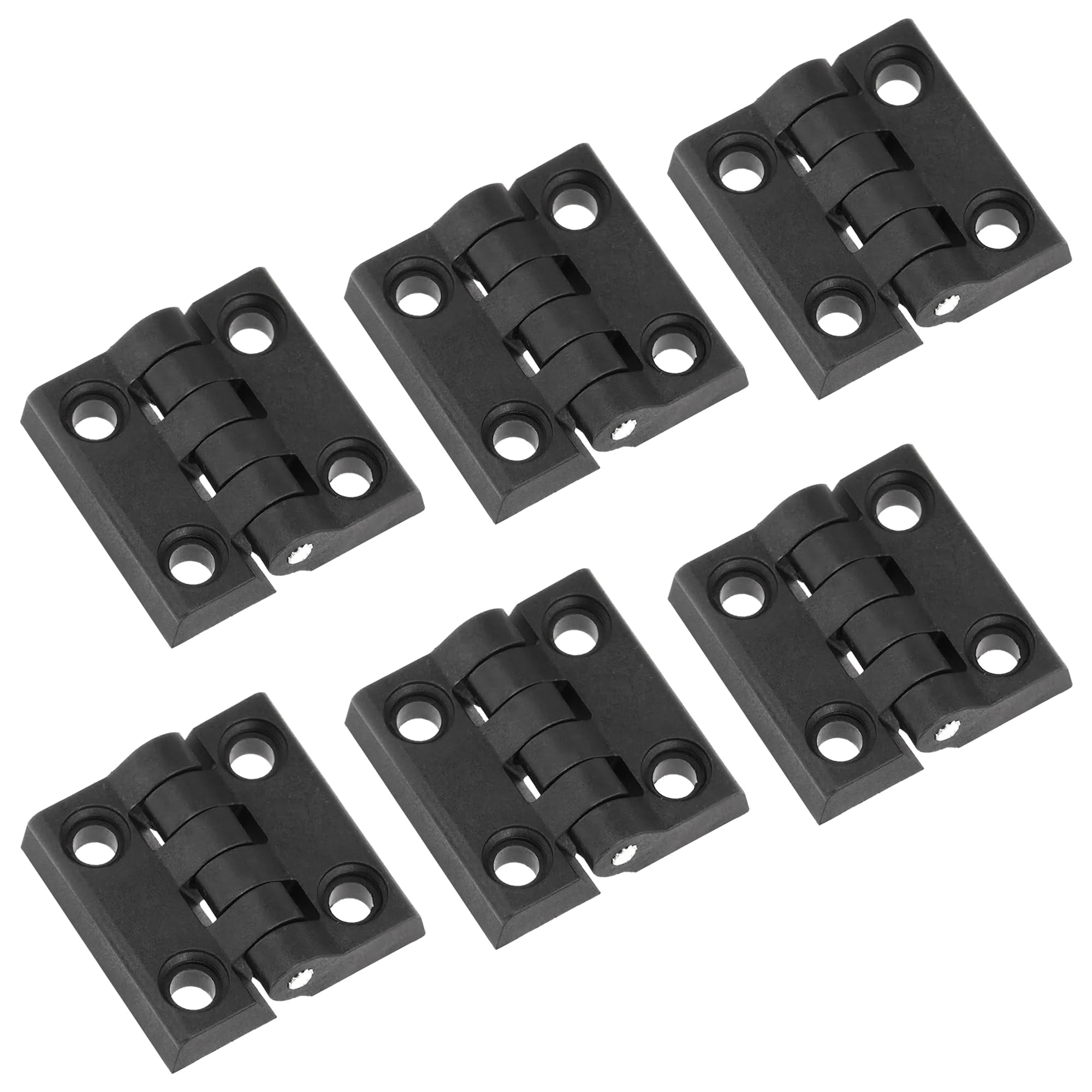 6 PCS Nylon Hinges – Cabinet Door Bearing Hinge, Black Plastic Hinges (48 * 48mm)