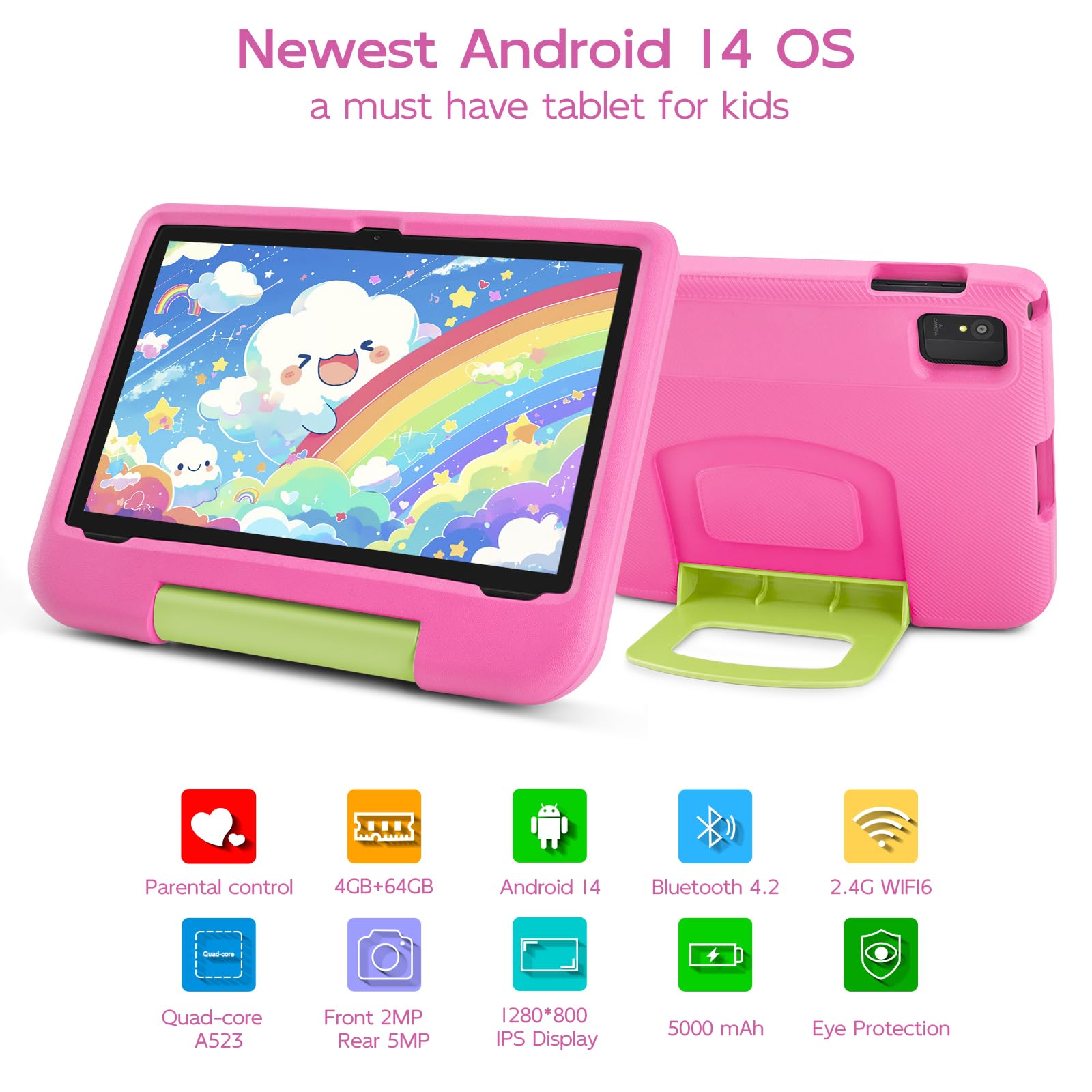 Android 14 キッズ タブレット　10.1インチ　ピンク　GMS認証 Amazon.com : Kids Tablet, 10.1 Inch Android 14 Tablet for Kids