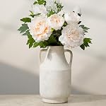 11.5 Inch Tall Vintage Ceramic Flower Vase with Handles,Easter Rustic Farmhouse Vase for Home Decor,Distressed Decorative White Vase for Table Centerpiece Entryway Living Room Bedroom (005-rustic)