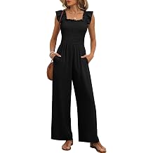 Caracilia Jumpsuits for Women Dressy Casual Smocked Ruffle Cap Sleeve Rompers 2026 One Piece Summer Outfits with Pockets