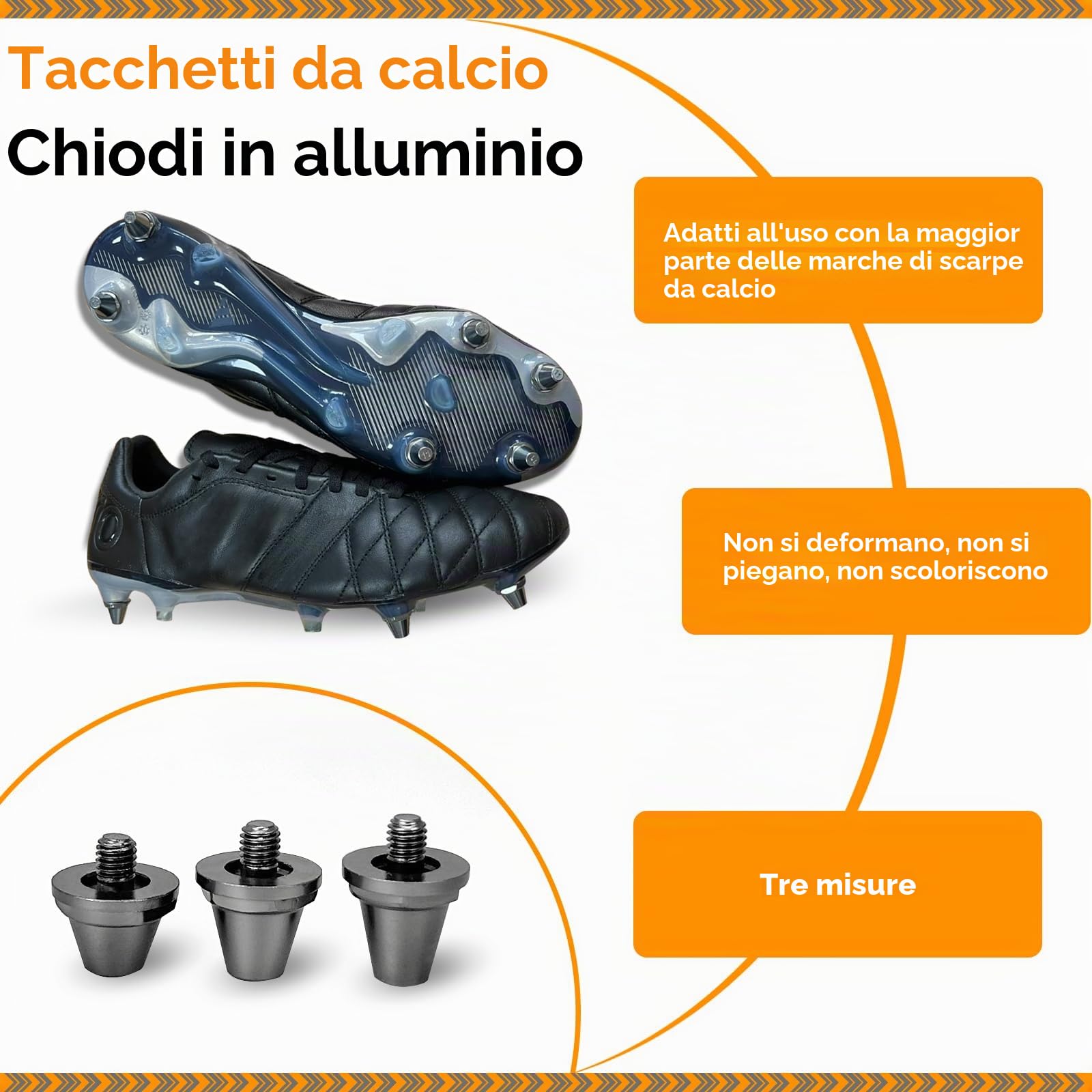 20 pezziSostituzione dei perni di Calcio per Terra Morbida, perni di Calcio in Lega di Alluminio per Scarpe da Calcio, Compatibile con la Maggior Parte delle Scarpe da Calcio (11mm/13mm/15mm)