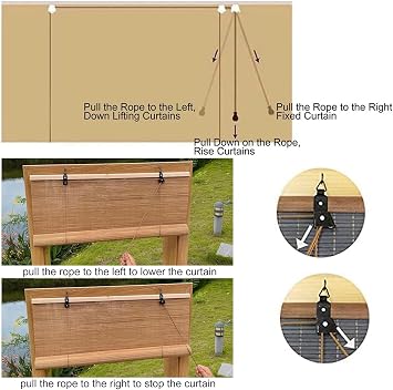 Bamboo Roman Shades, Bamboo Blinds, Shade/decoration/indoor/outdoor/various Sizes, Bamboo Curtains, Bamboo Window Shades, Bamboo Blinds for Window Outdoor, WxH(Carbonized,120 x 175 cm)