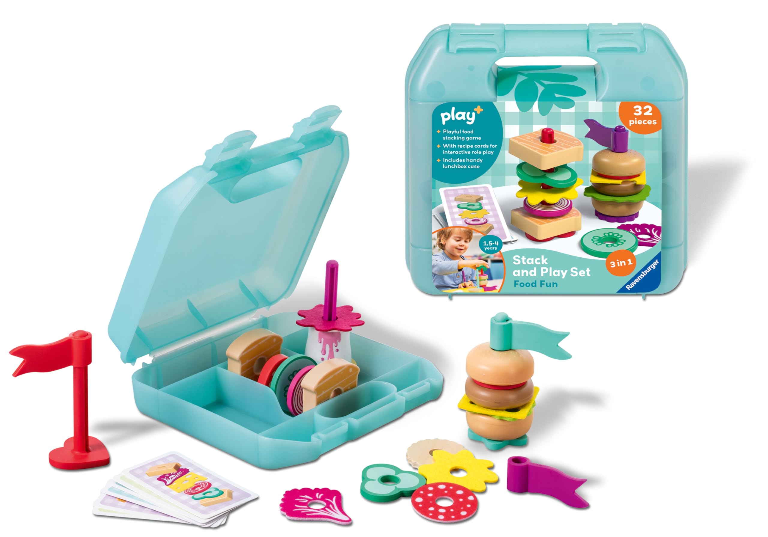 Ravensburger Play+ Infant & Toddler - Stack and Play Set Food Fun Educational Toys Age 18 Months And Up Toys and Gifts