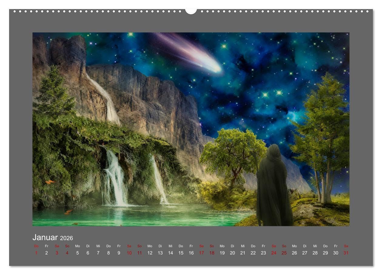 Weg des Zauberers (Wandkalender 2026 DIN A2 quer), CALVENDO Monatskalender: Ein Fantasy-Bilderbuch (CALVENDO Kunst)