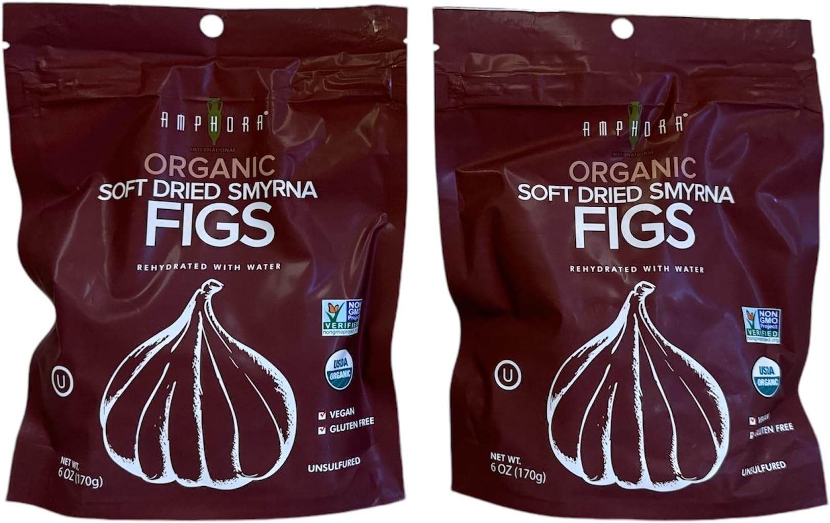 Dried Figs - All Natural Organic Soft Dried Smyrna Figs - Vegan Kosher and Gluten-Free Healthy Snack - 6oz Each (Pack of 2)