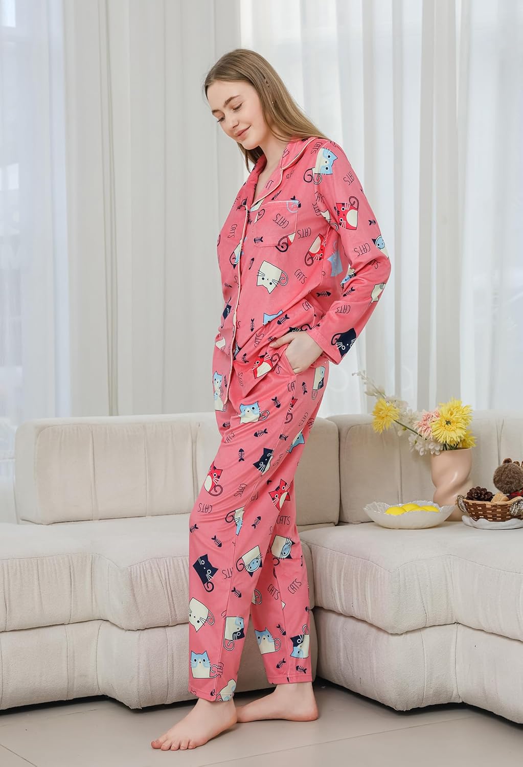 HEARTNICE Womens Pajama Sets, Soft Fleece PJS for Women Comfy Warm Sleepwear - Image 2