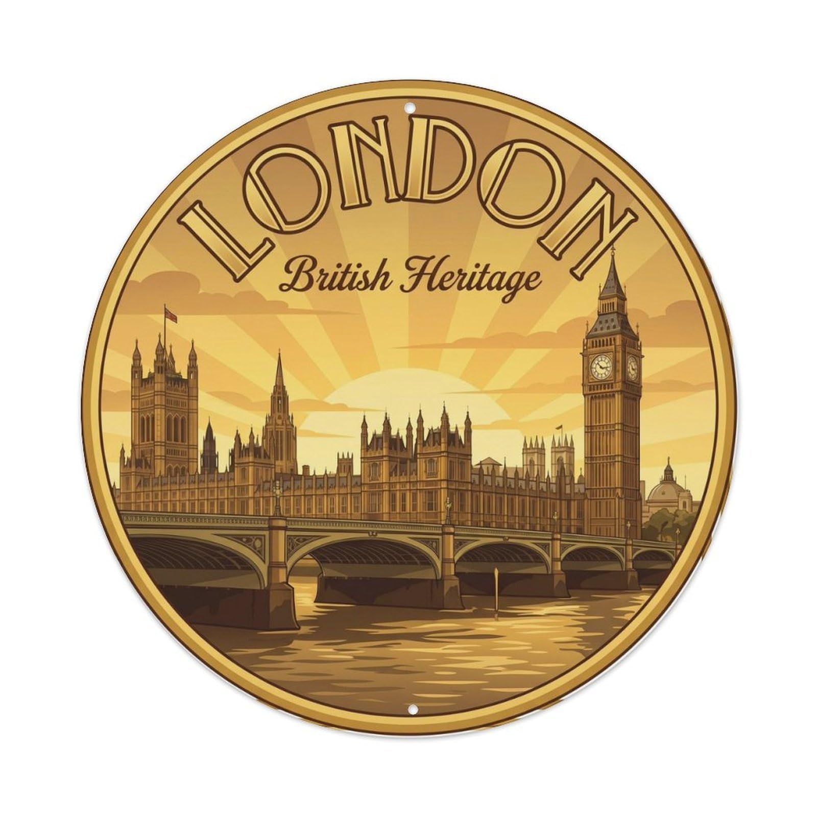 Fqcyn Style Vintage Travel Britain Parliament Heritage Metal Tin Sign