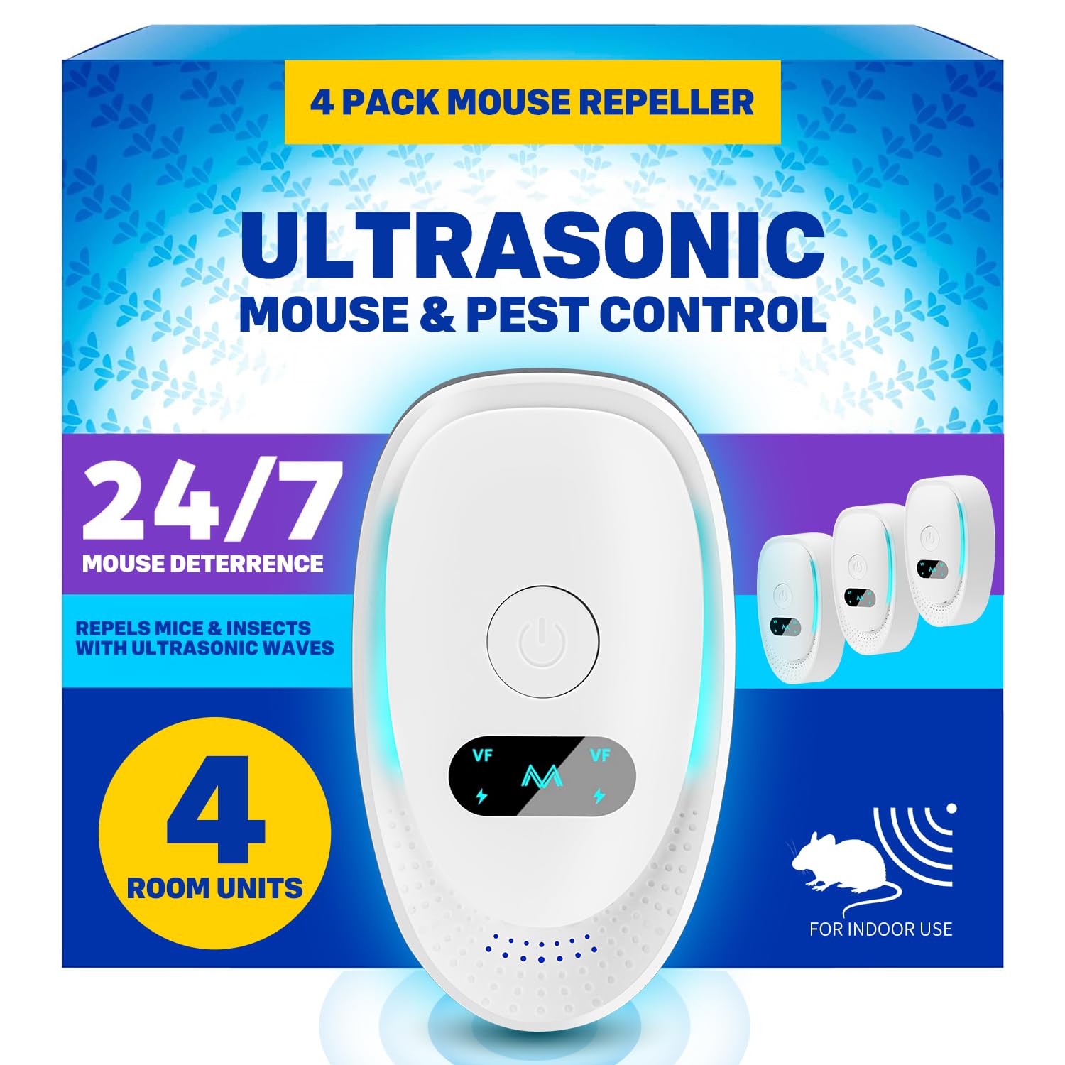 Padonco Ultrasonic Pest Repeller Plug In – 4 Pack Mouse & Rodent Repellent for Home, Garage & Attic, Electronic Rat Control Device for Mice, Ants & Spiders, Safe for Pets & Children