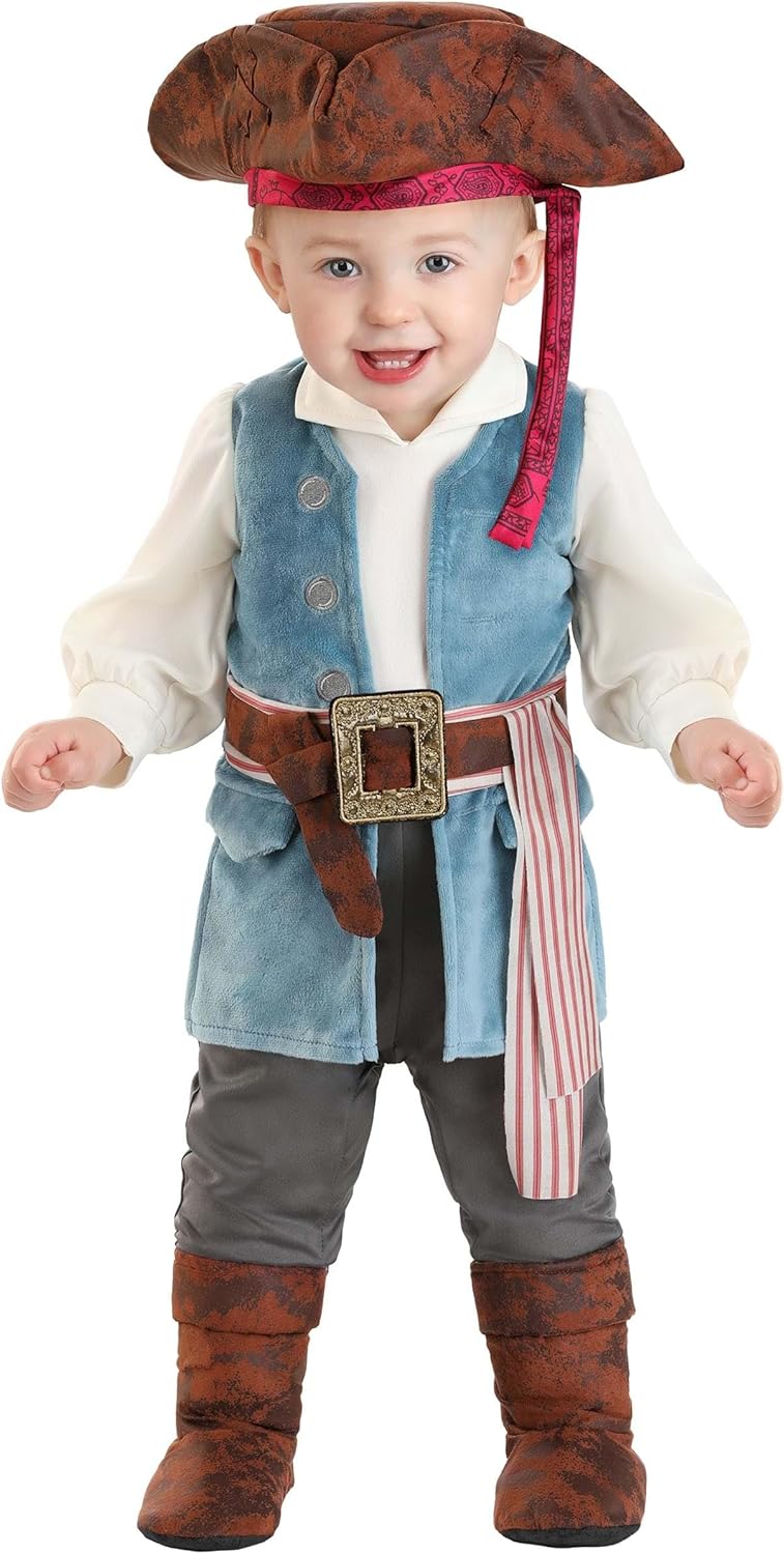Infant Jack Sparrow Costume Onesie | Disney Baby Pirate Outfit | Officially Licensed Disney Costume