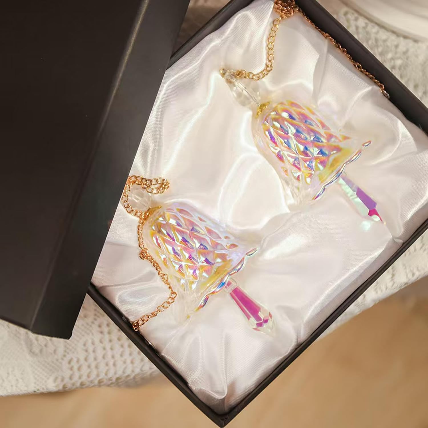 Rainbow Crystal Wind Chimes 2 Pcs,Crystal Suncatchers for Window Hanging Wind Chime Style Garden Sun Catchers,Gifts for Mom, Wife, Grandma Neighbors