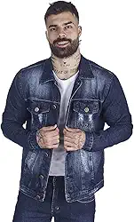 Jaqueta Jeans HNO Jeans Premium Leve Destroyed Used Azul